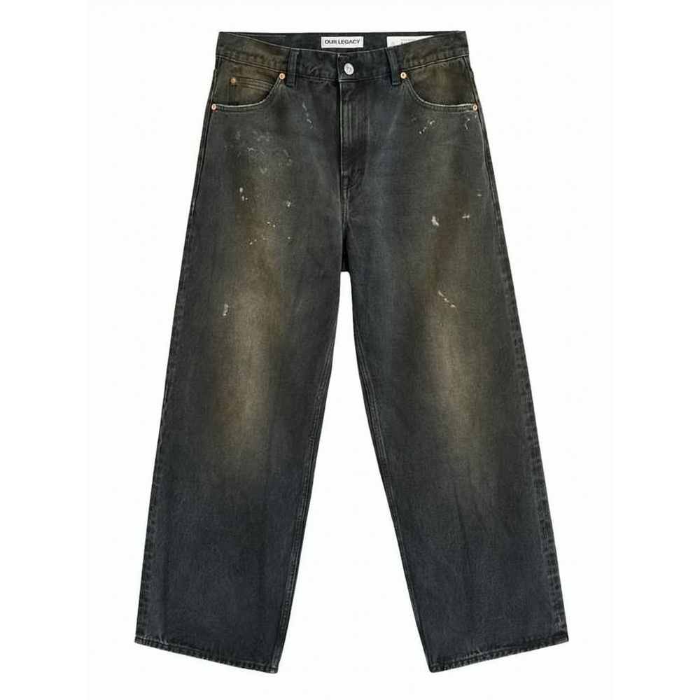 OUR LEGACY Washed Black Denim Wide-Leg Pants